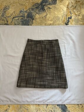 Dkny Black and Tan Mini Skirt - Textured Plaid